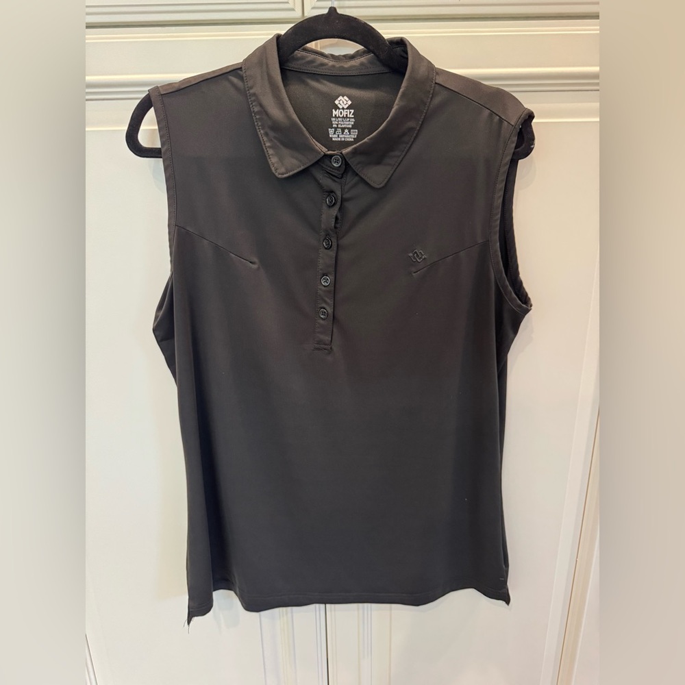 Ladies Black Sleeveless Polo Tank Top by Mofiz